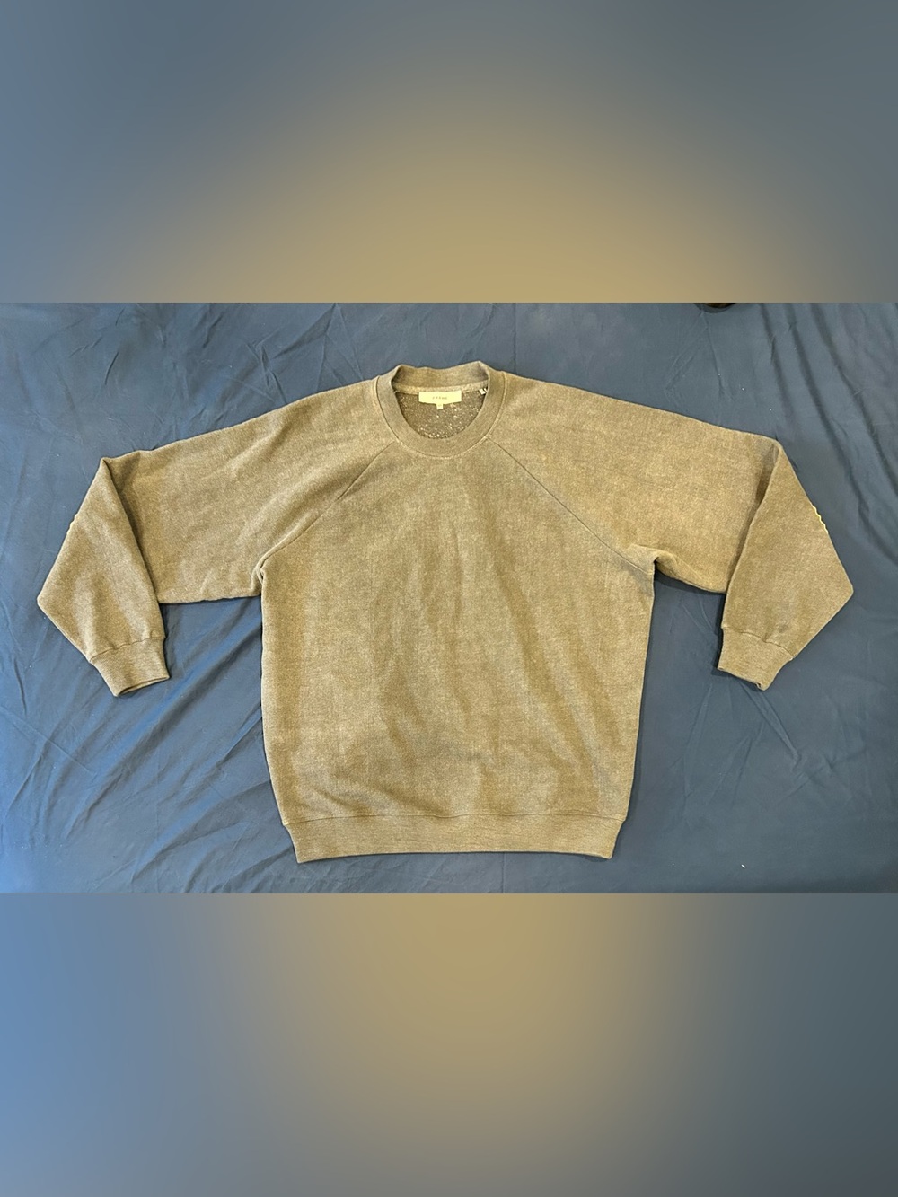 Frame Sweatshirt Leather Elbow Patches Gray Small